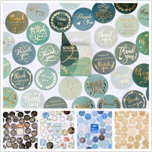 46PCS Thank You Stickers Cute Sealing Sticker Round Label For Baking Packaging Stationery Supplies Gift Card Party Package