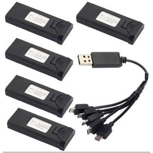 5 PCS 3.7V 900mAh 30C Lipo Battery and USB Charger for Visuo XS809 XS809HC XS809HW XS809W RC Quadcopter Spare Parts Lipo Battery