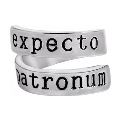 Expecto Patronum Twisted Ring for Women Men Silver Color Adjustable Opening Double layer Rings Fashion Finger Jewelry Gift