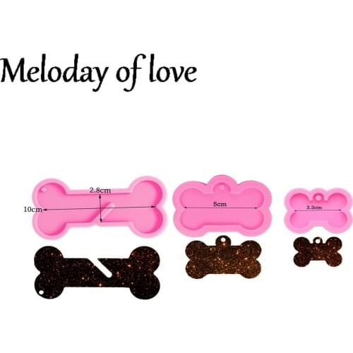 Shiny Dog bone shape Key chain mold DIY epoxy Resin Clay Mold silicone mold for Keychain accessories Pendant DY0061