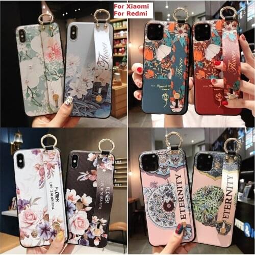 Sumkeymi Wrist Strap Phone Case For Redmi K20 Pro Ultra K40 Pro Xiaomi POCO X3 NFC A3 Lite Cute Flowers Soft TPU Silicone Cover