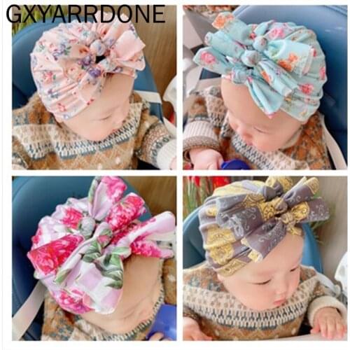 Baby Hat for Girls Flower Bows Turban Hats Infant Photography Props Cotton Kids Beanie Baby Cap Accessories Children Hats
