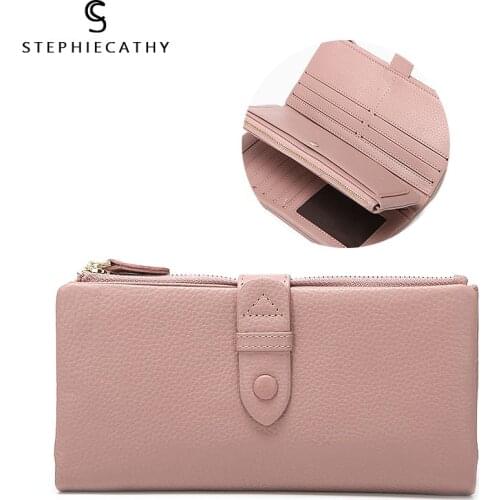 SC Fashion Design Genuine Leather Long Wallet For Women Functional Card Holders Coin Purse Female Clutches Notecase Burse Pouch
