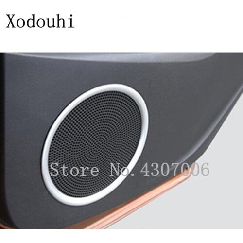 For Ford Kuga Escape 2013 2014 2015 2016 Car Door Inner ABS Matte Styling Stick Audio Speak Sound Cover Ring Circle Trim 4pcs