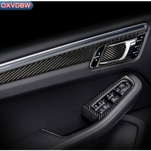 For porsche macan interior decoration carbon fiber Door Handles car sticker Door Panel Trim strips Panel car-styling accessories