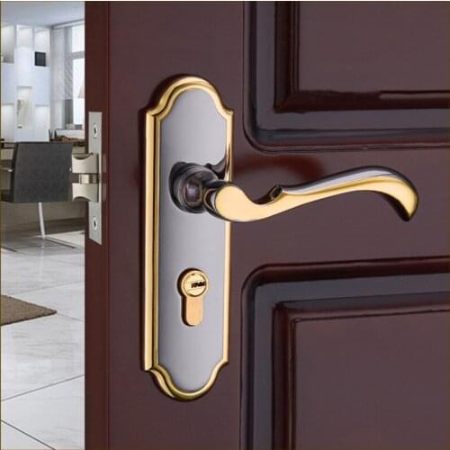 European Style Zinc Alloy Door Handle Lock Silent Anti-theft Door Locks Home Hotel Mute Split Lock Indoor Hardware Accessories