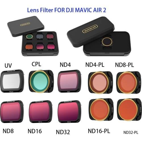 DJI Mavic Air 2 Lens Filter MCUV CPL ND/PL Filters ND16 ND32 ND4-PL ND8-PL Filter Kit for DJI Mavic Air 2 Drone Accessories