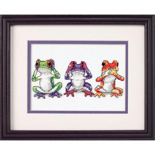 COTTON Lovely Counted Cross Stitch Kit Treefrog Tree Frog Trio dim 16758
