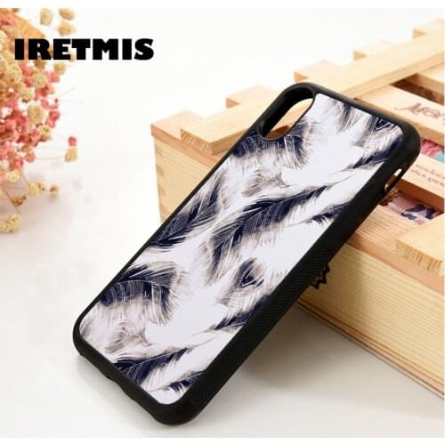 Iretmis 5 5S SE 6 6S Soft TPU Silicone phone case cover for iPhone 7 8 plus X Xs 11 Pro Max XR Feather Pattern Bohemian