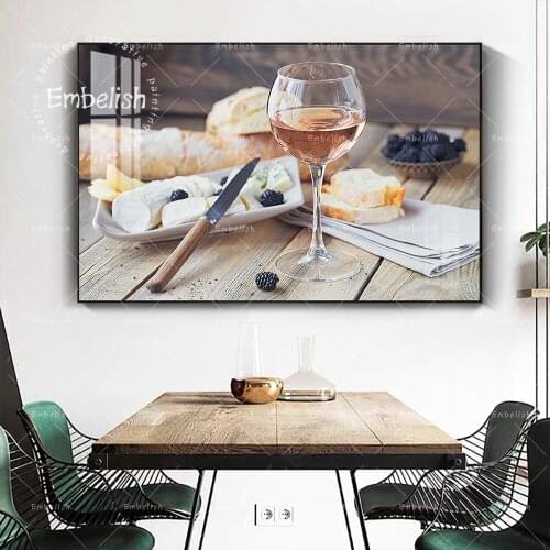 Embelish Cheese With Berry Wine Glass Food Pictures Modern Home Decor Rose Wall Posters Kitchen Canvas Painting Restaurant Arts