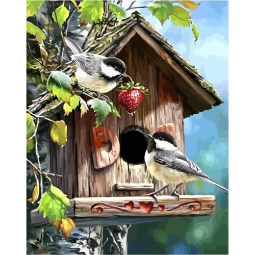 Painting By Numbers DIY Dropshipping 40x50 50x65cm Little bird Birds nest Animal Canvas Wedding Decoration Art picture Gift