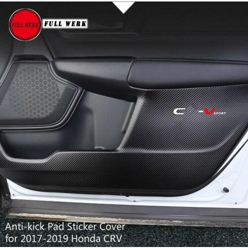 Leather Car Door Interior Anti-kick Pad Sticker Cover Protector Mat for CRV CR-V 2017-2019 2020 Accessories Set of 4pcs