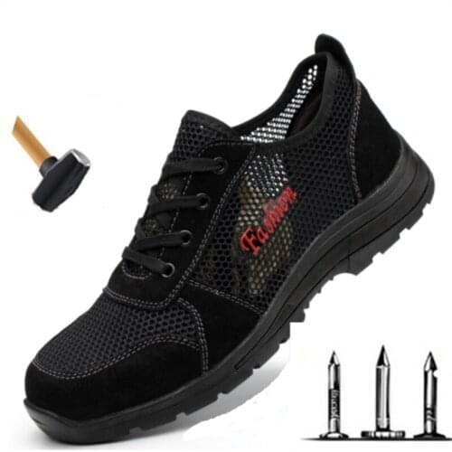 Unisex 2019 Summer Fashion Breathable Lightweight Steel Toe Cap Work Safety Shoes Construction Non-slip Protective Boots