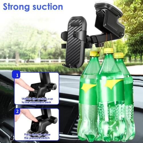 Multifunction Car Phone Holder Mobile Phone Stand Cellular Support Bracket Car Suction Cup Mobile Holder Telescopic Arm Bracket