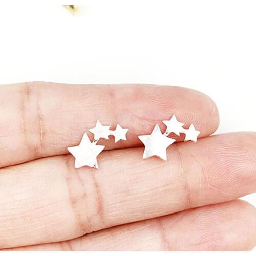 Fashion Silver Color Hypoallergenic Crown Star Stud Earrings for Women Elegant Wedding Jewelry