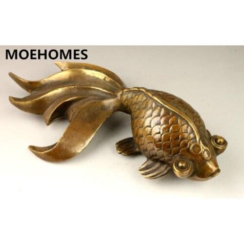 MOEHOMES Chinese ancient decoration copper fengshui statue lovely goldfish Metal crafts home decorations