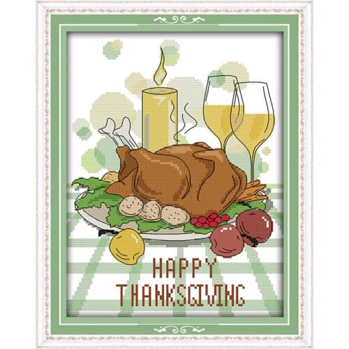 Thanksgiving Day cross stitch kit Turkey candlelight aida 18ct 14ct 11ct cloth count print canvas stitches embroidery handmade