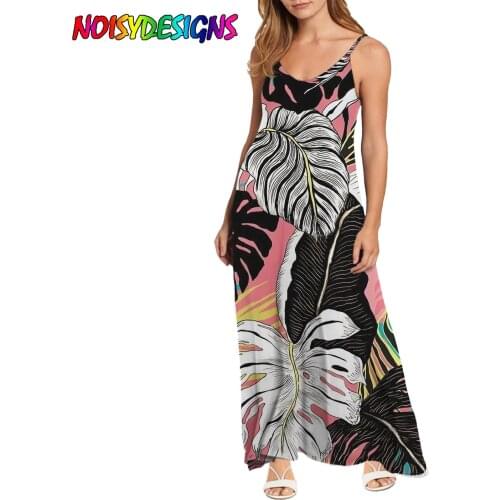 NOISYDESIGNS Beach Long Dress Hawaii Tropical Flowers Plus Size Sleeveless Dress Women Casual Dresses For Ladies Girls 2021