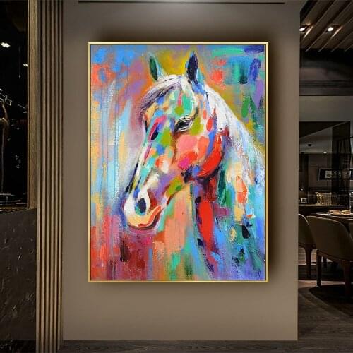 Knife Oil Painting Horse On Canvas Experienced Artist Handmade High Quality Abstract Knife Horse Painting For Wall Decoration