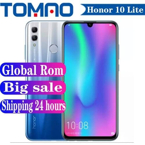 Official Global ROM Honor 10 Lite Smartphone Android 9 HiSilicon Kirin 710 4GB 6GB RAM 64GB 128GB ROM 13MP Camera Google Play