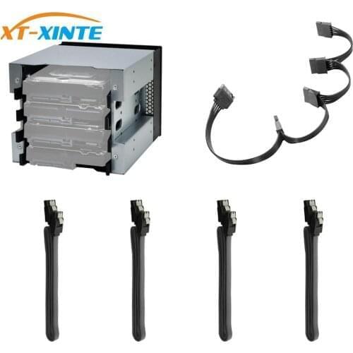 5" 3 x Optical Drive Bay to 4-Bay 3.5 Inch SATA SAS HDD Cage Rack Bracket Hard Drive Tray Caddy Adapter With SATA 3.0 Date Cable