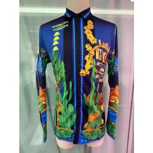 QW40852 Fashion Mens Shirts 2021 Runway Luxury famous Brand European Design party style Mens Clothing