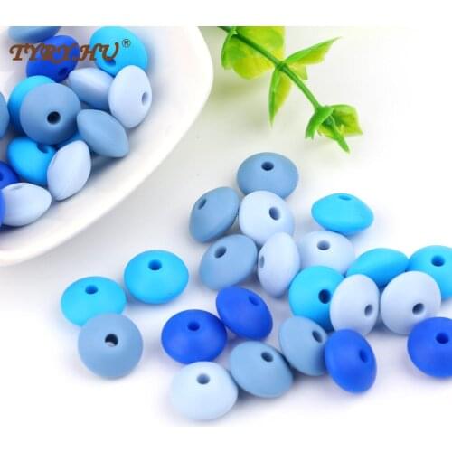 TYRY.HU Silicone Beads 12mm 100pcs/lot Lentil Silicone Bead Baby Teether Teething Necklace Toys Food Grade Baby Products