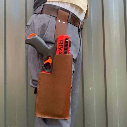 Tactical Nerf Kronos Pistol Holster Leather Gun Pouch Holder Drop Leg Thigh Punk Corps Larp Gear Hammershot Strongarm Garter Kit