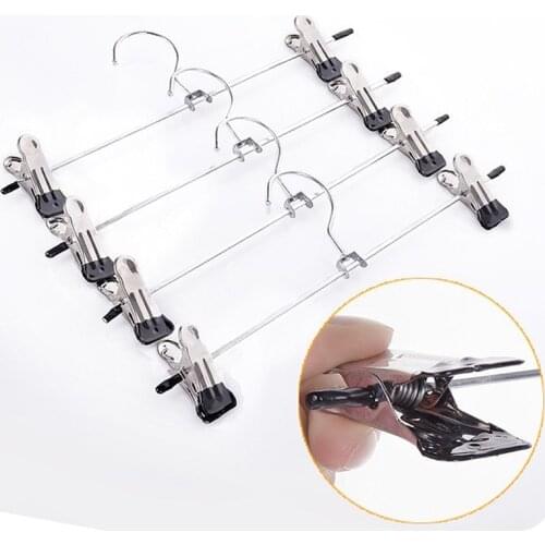 1pc New Hangers For Clothes Stainless Steel Clip Stand Hanger Pants Skirt Kid Clothes Adjustable Pinch Grip Cabide