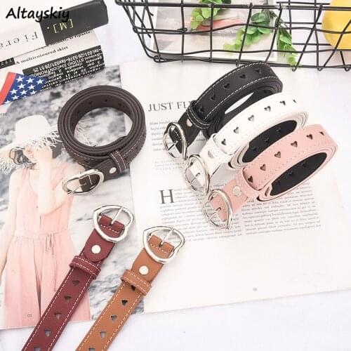 Belts Women Hollow Out Korean Style Harajuku Belt Female Love-Button Simple Fashion Red Womens All-match Accessories Leisure