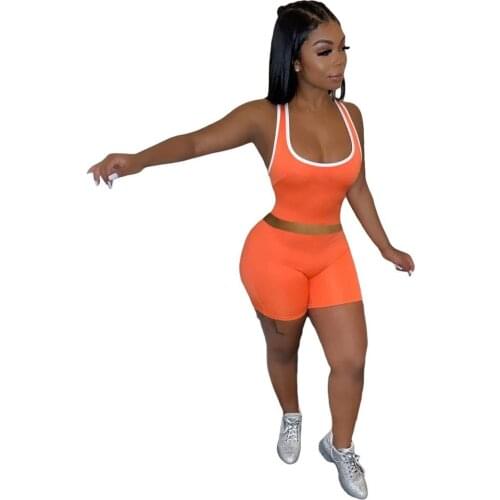 Sexy Two Piece Set Biker Shorts Set Crop Top + Pants Sport Tracksuit Fitness Suit Summer Women Clothes For Women