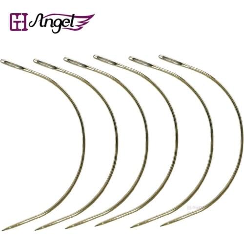 144pcs 3inch 7.6cm Medium Size C Shape Curved Knitting/Weaving/Sewing Needles for Hair Extensions Human Hair Wefts Weaving Tools