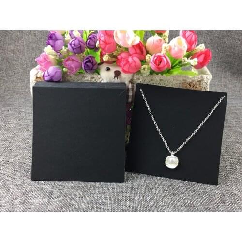 200pcs/lot 10*10cm Jewelry Necklace Cards Black Paper Blank Kraft Cardboard Displays necklace card Accept custom logo MOQ:1000pc