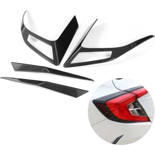4pcs Carbon Fiber Style Rear Tail Light Trim Cover Fit for Honda Civic 10th 2016 2017 2018 2019 Car accessories