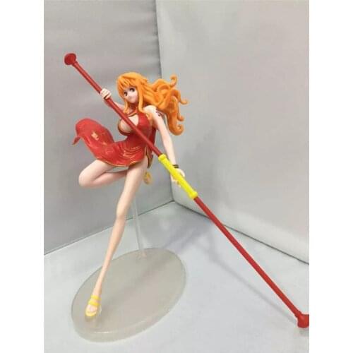 Anime OP Nami Sexy Tight Cheongsam Bikini FightingNami Action Figure Collectible PVC Model Toy Kids Gifts Frigurine 20cm