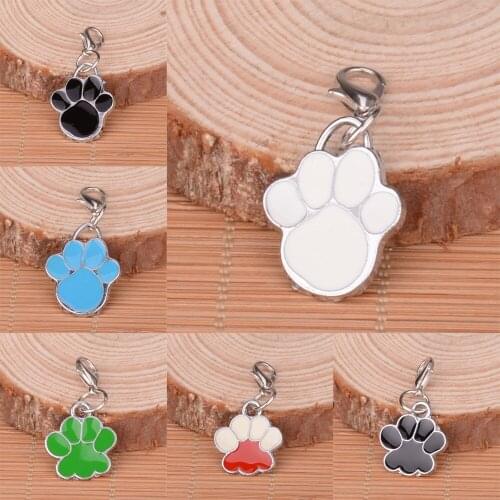 Bespmosp Animal Pets Paws Feet Footprint Silver Plated Kawaii Key Chains Keyrings Trendy Charms Pendants Vintage Wholesale Hot