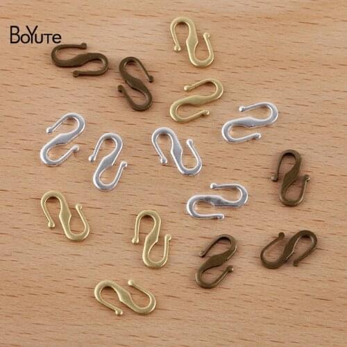 BoYuTe (200 Pieces/Lot) 7*12MM Metal Brass S Shaped Clasp Hook Materials Handmade Diy Jewelry Accessories Parts