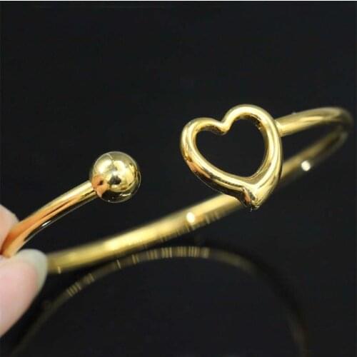 2018 Love Heart Twisted Gold Color Stainless Steel Bangles Bracelets For Women Jewelry Gift pulseras mujer brazaletes
