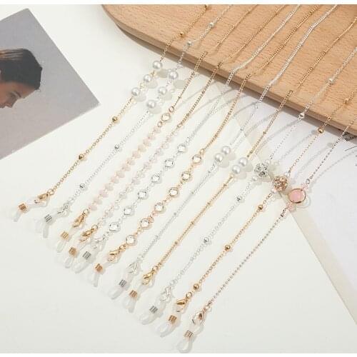 New Fashion Pearl Crystal Glasses Chain Mask Lanyard For Women Retro Metal Sunglasses Hanging Rope Reading Chains Eyewear Cord
