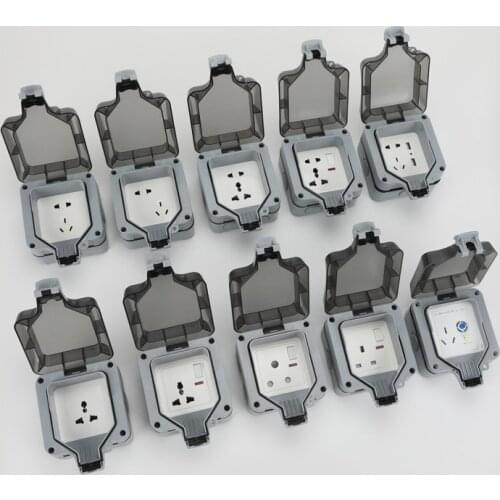 Power Outlet Rainproof Outlet Wall Electrical Power Industrial Waterproof Socket Box IP66 Switch Socket For Garden Workshop Home
