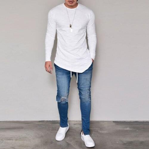 Men Personality Casual T-shirt Slim Fit T-shirt Spring New Fashion Tops O-neck Long-sleeved T-shirt Camisa Masculina