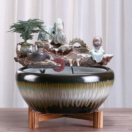 Creative Ceramic fish tank aquarium decoration space desktop landscape rockery Running water Character sculpture fish bowl