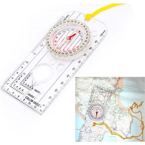 Multifunction Mini Ruler Map Scale Compass Tool Outdoor Camping Survival Navigation Map Ruler Edc Tools Hiking Accessories Ruler