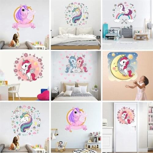 Vivid Golden dot unicorn wall sticker living room bedroom wall decoration wall stickers for kids rooms Art mural