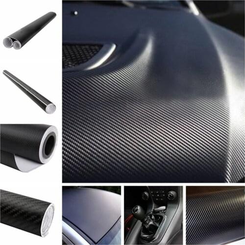 3D 127cm x 30cm Novelty Carbon Fiber Black Vinyl Film Auto Car Sheet Wrap Roll Sticker Decor