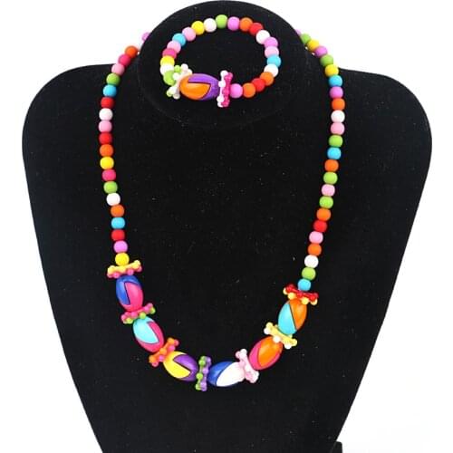 New Beautiful Gumball Beads Necklace Cute Princess Pendant Bubblegum Bracelet Necklace for Girls Kids Jewelry Accessories XL-18