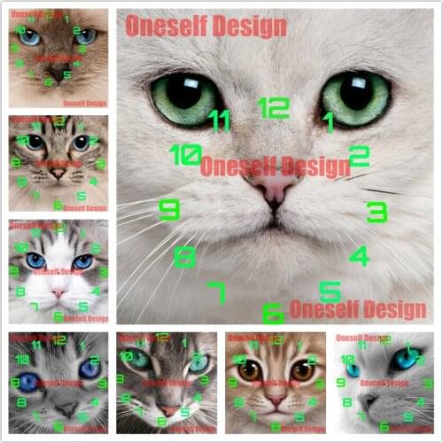 New diamond art kit 5d diamond painting clock animal cat diamond embroidery clock cute cat rhinestone pictures decoration home