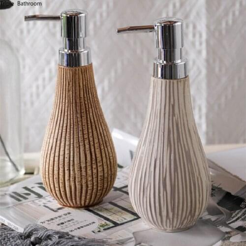 Wood Grain Ceramic Lotion Bottle Lotion Dispensing Pump Ceramics Hand Soap Dispenser Bottle Multifunction Bathroom Accessories