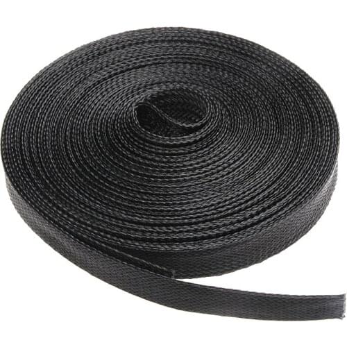 10M Black Insulation Braided 15mm Diameter Tight PET Expandable Cable Sleeves Wire Gland Cables Protection