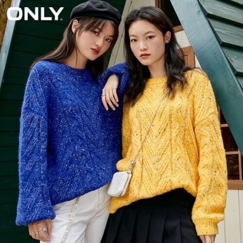 ONLY spring new round neck stitching knitted sweater knit sweater women | 120424062